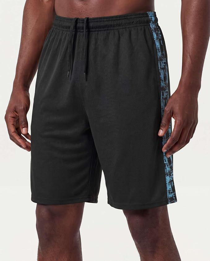 5 Pack Men's Mesh Shorts Athletic Basketball Sports Gym Workout Pockets | Cooling Moisture-Wicking, 9", Long, Quick-Dry, Breathable, Elastic Drawstring Waistband. Running, Exercise, Soccer, Training.