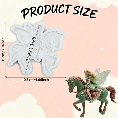 Flower Fairy Riding a Horse Polymer Clay Mold Flower Fairy Horse Silicone Molds for DIY Craft Epoxy Resin Casting Polymer Clay Tools Crafts Air Dry Jewelry Making