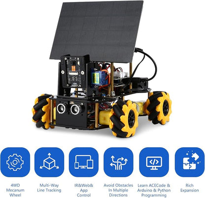 4-in-1 ESP32 Smart Camera Solar Robot Car, 4WD Remote Control Car Robotics Kit for 8-12 12-16+ Kids Teens, Electronics Programming STEM Toy Science Coding Kit Compatible with Arduino/Scratch/Phython