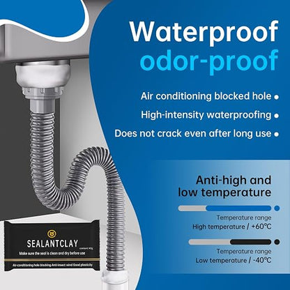 12Pack Quick Repair Mud and Waterproof White Sealing Putty - Pipe Sealing Repair Sealing Clay, Ideal for Air Conditioning Gaps, Wall Holes and Drain Connections