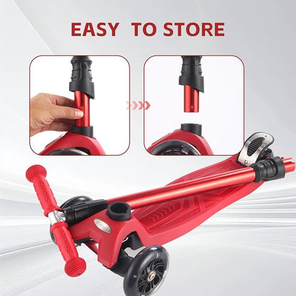 3 Wheel Scooter for Kids Ages 6-12,Kids Scooter with Light Up Wheels, Sturdy Deck Design, and 4 Height Adjustable Suitable for Kid Ages 3-12