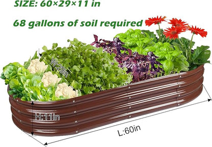Raised Garden Bed Galvanized Planter Box Outdoor, Rot-Resistant Metal Garden Bed Planter for Vegetables Flower Herb (2- Brown)
