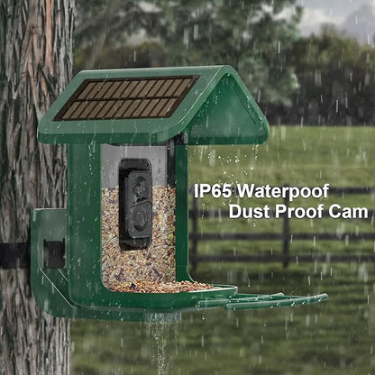 Bird Feeder with Camera Solar Powered : Smart Camera Bird Feeder 2K Live Feed Cam for Backyard - AI Identify Auto Capture Videos Pictures, Gifts for Birdlover Mom Dad, 2.4GHz WiFi