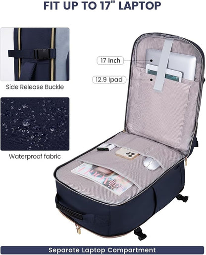 LOVEVOOK 56L Travel Backpack for Women & Men, Airline Approved Carry On Luggage with 3 Packing Cubes, TSA Overnight Bags, Waterproof Personal Item Bag, Weekender Essentials Backpacks fits 17" Laptop