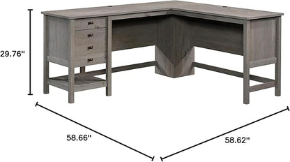 Sauder Cottage Road L-Desk, L: 65.12" x W: 58.66" x H: 29.76", Mystic Oak finish