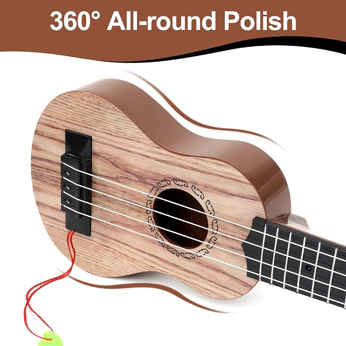 Raimy 17in Kids Ukulele Guitar - 4 Strings Mini Guitar Children Musical Instruments Educational Toys with Picks for Toddler Kids Boys Girls Beginner (Koa Color)