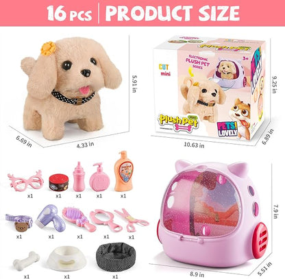 Vanvimen 16 Pcs Robot Dog Toys for Girls, Toys for 3 4 5 6 7 8 Year Old Girls Kids Boys, Realistic Robot Puppy Toy for 5-7 6-8, Ideas Birthday Gifts for Girl 3 4 5 6 Year Old