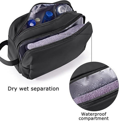 BAGSMART Toiletry Bag for Men, Travel Toiletry Organizer Dopp Kit Water-resistant Shaving Bag for Toiletries Accessories, Door Room Essentials,Black-basic
