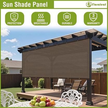 11' × 21' Pergola Shade Cover Universal Replacement Canopy Cover Outdoor Durable Fabric Sun Shade Cloth for Deck Patio Porch Backyard Gazebo with Grommets & Weighted Rods, Brown