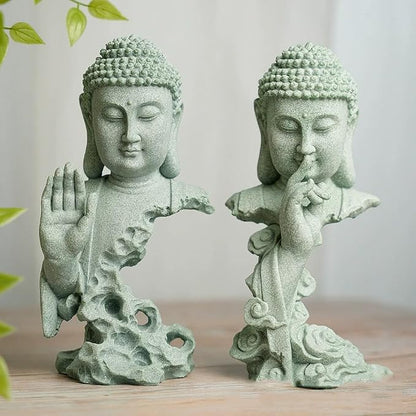 livelyfish Meditating Buddha Statue Zen Garden Statues Sandstone Thinker Buddha Sculpture Figurine for Fish Tank Aquarium Home Decorations, Gift (B)
