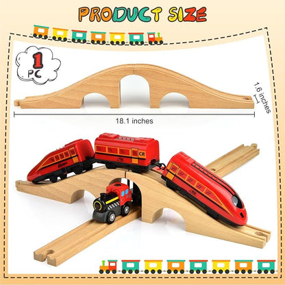 Mototo 1 Pack Wooden Train Track Bridge Wooden Train Accessories Wood Track Bridge Wood Railroad Pieces Expansion Set Collection Addition to Most Railway for Operation Christmas Shoebox Birthday Gift