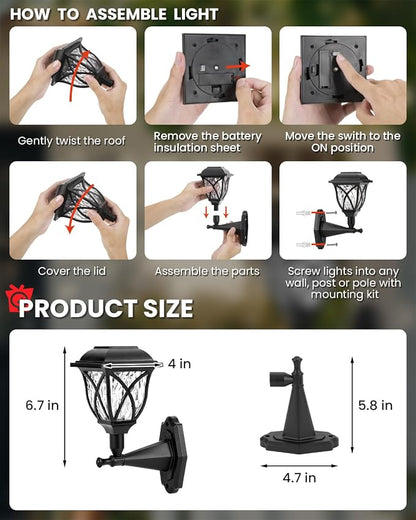 TISEJOY Solar Wall Lantern Outdoor Playhouse Light, Waterproof Decorative Solar Powered for Playground, Tree House, Storage Shed, Dog House, Garden Wall, Fence, Backyard, Outdoor Accessories (2 Pack)