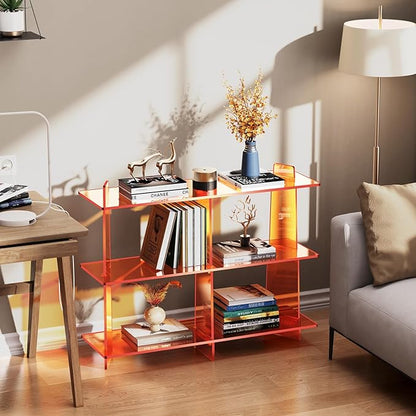 Acrylic Console Table, Entryway Table, Acrylic Bookshelf, 39.4'' x 11.8'' x 31.5'', Clear