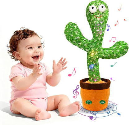Hunfur Interactive Baby Toys Dancing Talking Cactus Toy,Funny Gift for Infant, Singing Record Repeat What You Say Light Up Toy for Toddler Boy Girl (Volume Adjustment)