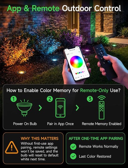 Smart 12V Low Voltage Landscape Lighting for Pathway, Outdoor RGBCW In-Ground Well Lights, App & Remote Control, Replaceable Bulb, IP65 Waterproof, Transformer and Wire Not Included, 4 Pack