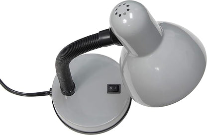 Simple Designs LD1003-SLV Basic Metal Desk Lamp with Flexible Hose Neck for Office, Living Room, Bedroom, College Dorm, Bookshelf, Silver