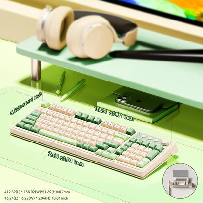 AULA S99 Gaming Keyboard, Wireless Green Creamy Computer Keyboards | Tri-Mode Bluetooth/2.4GHz/USB-C Membrane Keyboard with Number Pad,99Keys,RGB Backlit,Programmable,Creamy Silicone Structure
