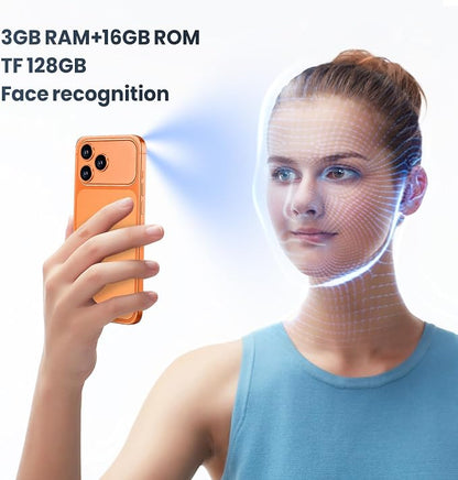 Unlocked 4G LTE Android Phone, 6.6-inch Screen, 3GB RAM + 16GB ROM/TF 256GB, Dual SIM, Dual Camera, Suitable for Beginners (97orange)
