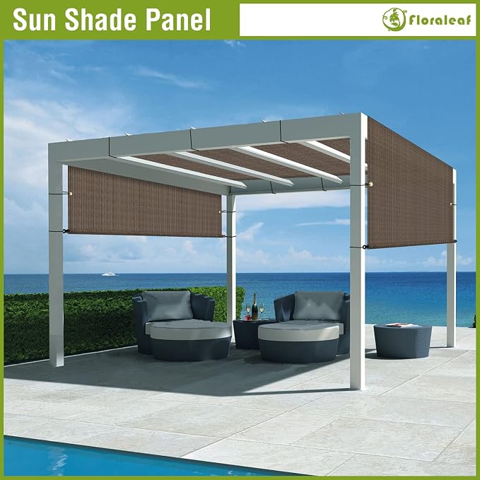 6' × 6' Pergola Shade Cover Universal Replacement Canopy Cover Outdoor Durable Fabric Sun Shade Cloth for Deck Patio Porch Backyard Gazebo with Grommets & Weighted Rods, Brown