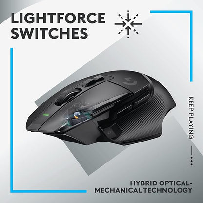 Logitech G502 X Lightspeed Wireless Gaming Mouse - Black | Optical Switches, 13 Buttons, <140 hrs Battery, USB-C, Infinite Scroll Toggle, Wireless Charging Capable, for PC/MacOS