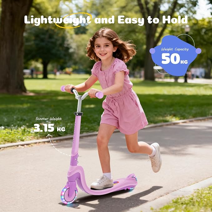 Tonbux Scooter for Kids with Light-Up Wheels & Deck, Adjustable Heights 2 Wheel Kids Scooters for Kids 5-7, Toddler Scooters with 4 Lighting Modes Deck