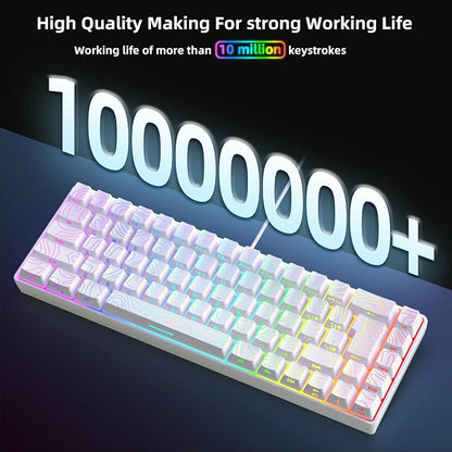 Snpurdiri 65% Wired Gaming Keyboard, 68 Keys RGB (Contour-line, White) | Backlit Ultra-Compact Small Gaming Keyboard, for PC/Mac Gamer, Typist, Travel, Easy to Carry on Business Trip