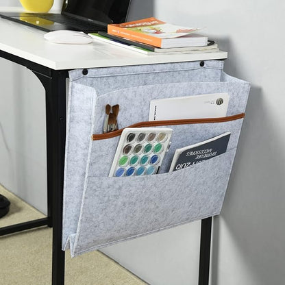 FurnitureR 31.5 inch Small Study Writing Table with Storage Bag Space Saving for Home Office, Modern PC Metal Frame Computer Desk, White