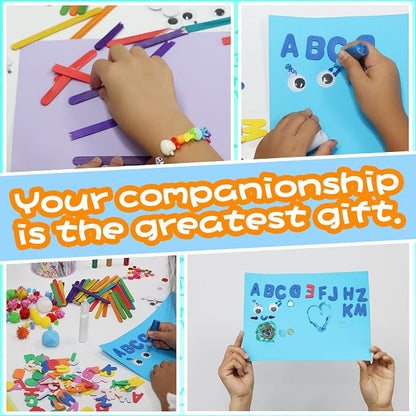 ANTDECOUS Arts and Crafts Supplies Kit for Kids - 520+PCS Craft Supplies & Materials for Kids Creative Art Birthday Holiday Gift Craft Kits for Girls Boys 4+ 5 6 7 8 9 Year Old
