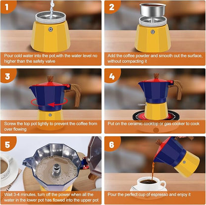 9 Cup Aluminum Espresso Stovetop Moka Pot Express Coffee Maker Percolator Italian Classic Mocha Coffee Machine for Italian and Cuban Cafe Brewing for Home & Camping 450ml 15oz