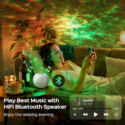 One Fire Galaxy Projector,15 Color,Ocean HD,Gift Girl&Women&Boy,White Noise | 7 Brightness,4 Speed,Green Star,Bluetooth,Romote,Timer,Teen Boys Gift,Birthday,Bedroom Decor,Relax,Party,Led Lights,Lava Lamp