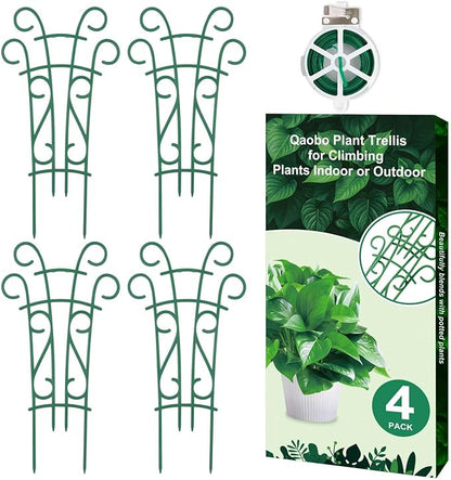 Plant Trellis for Potted Plants 4 Pack Stackable Indoor Outdoor Climbing Houseplant Support with Garden Wire for Pothos Hoya Ivy Flower