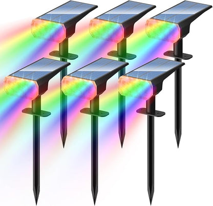 DINGLILIGHTING Solar Lights Outdoor Waterproof: IP65 Led Spot Light Decorations for Garden - Multicolor RGB Solar Powered for Yard - Dust to Dawn Uplighting Landscape Pathway Drive Patios 6PC