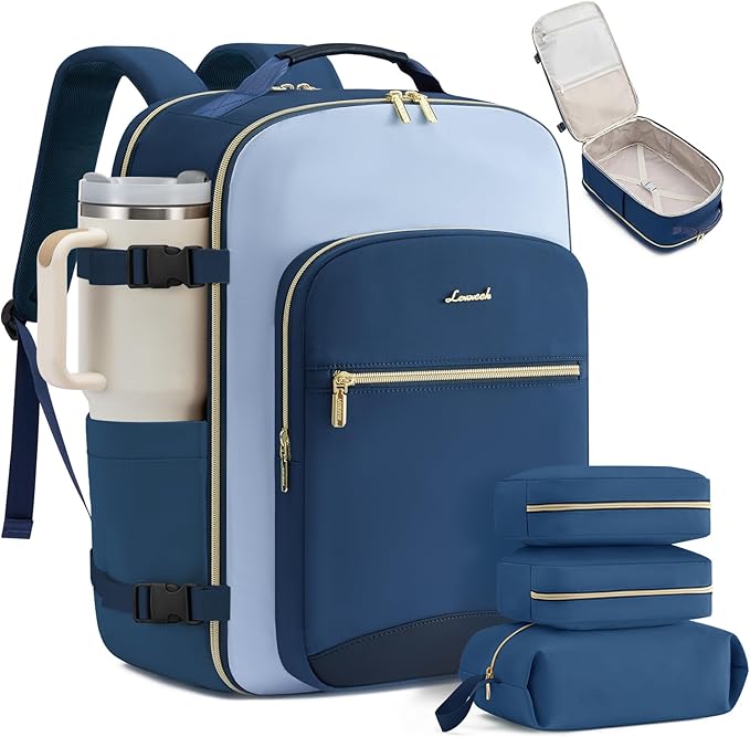 LOVEVOOK 56L Travel Backpack for Women & Men, Airline Approved Carry On Luggage with 3 Packing Cubes, TSA Overnight Bags, Waterproof Personal Item Bag, Weekender Essentials Backpacks fits 17" Laptop