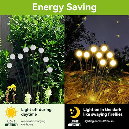 Solar Garden Lights Outdoor Waterproof, 6 Pack 48 LED Swaying Light Firefly Light Outdoor Decor Lights for Garden Gifts for Pathway Party Christmas Decoration, Warm White
