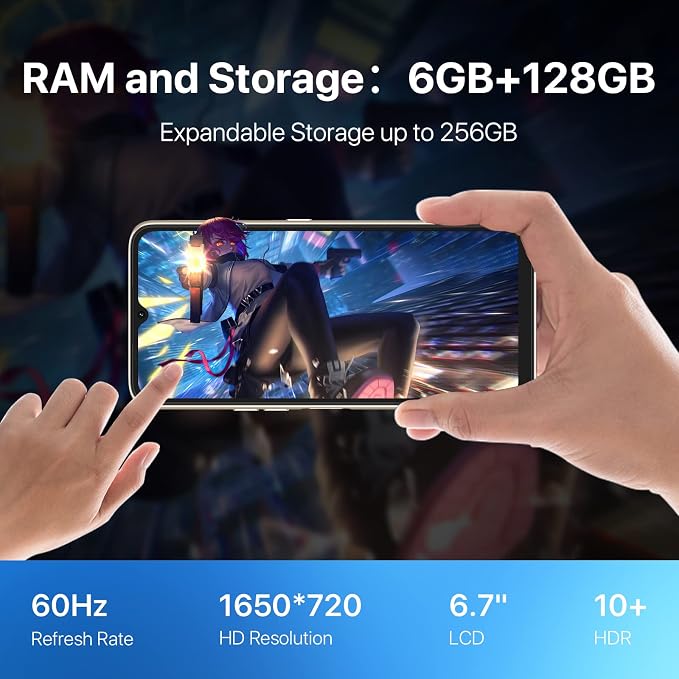 UMIDIGI Power 7 MAX Unlocked Cell Phone,6GB+128GB 10000mAh Battery,6.7" Full Screen + 48MP AI Triple Camera Android Smartphone,NFC,GPS,Face & Fingerprint,BLE 5.0, WiFi 2.4GHz/5GHz,Warranty,Gold