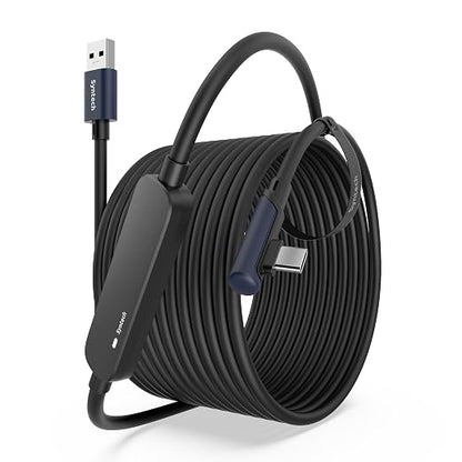 Syntech Link Cable 26 FT with Signal Booster Compatible with Meta/Oculus Quest 3, Quest2/Pro/Pico4 Accessories and PC/SteamVR, High Speed Data Transfer, USB 3.0 to USB C Cable for VR Headset, Black