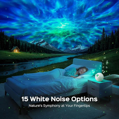 One Fire Galaxy Projector,15 Color,Ocean HD,Gift Girl&Women&Boy,White Noise | 7 Brightness,4 Speed,Green Star,Bluetooth,Romote,Timer,Teen Boys Gift,Birthday,Bedroom Decor,Relax,Party,Led Lights,Lava Lamp