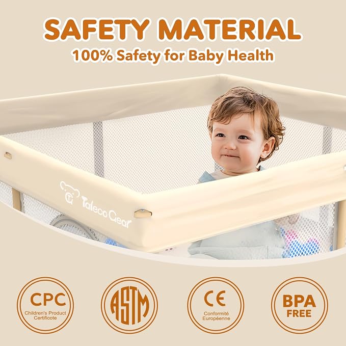 Foldable Baby Playpen for Babies and Toddlers, 50x50 Inch Portable Play Yard, Collapsible Play Pen with Mat, Visible Mesh, 50 Ocean Balls, Indoor/Outdoor Baby Fence Activity Center for Home