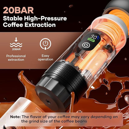 Portable Coffee Maker Espresso Machine Cafetera Portatil Personal Rechargeable Coffee Maker Small for Travel Camping usb-c Battery Espresso Maker, 3-IN-1 Compatible with Ground Coffee & NS Capsule