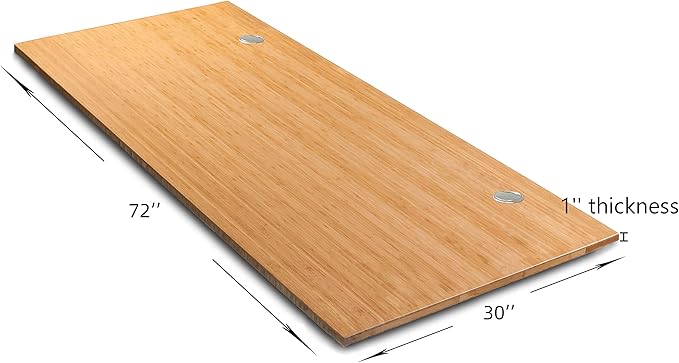 VWINDESK 72 x 30 x 1 Inch 100% Solid Bamboo Desk Table Top Only,for Standing Desk Home Office Desk with 60mm grommets(Right Angle)