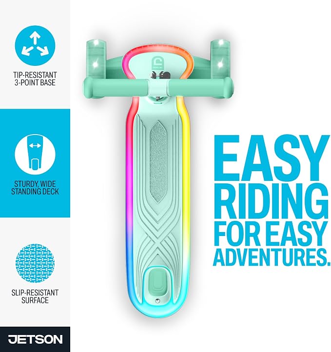 Jetson Twee 3-Wheel Light-Up Kick Scooter, Kids’ Scooter with LavaTech Deck Lights, Adjustable Handlebar Height, 4.7-Inch Wheels, Ages 3+