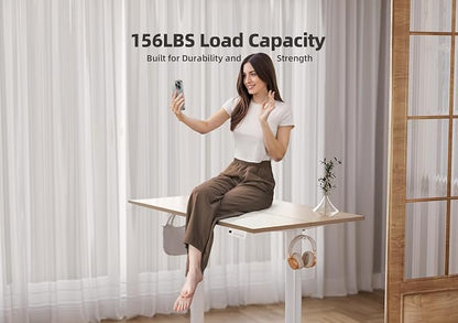 YDN 40 x 24 Inch Nature Electric Standing Desk | Adjustable Height, Sit Stand, Cable Management, Ergonomic, Home Office