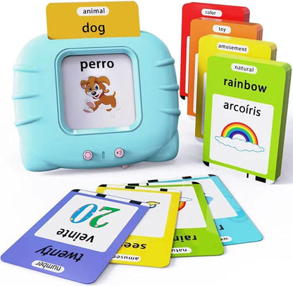 Lapare Spanish and English Bilingual Audible Flash Cards Toy with Music, Learn Spanish and English for Kids, Niñas, Niños, Bebes