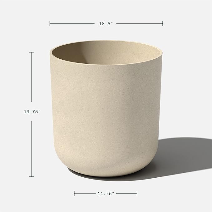 Veradek Round Lima Plastic Planter Pots for Indoor/Outdoor Garden Use, Sand Color, 5 Year Warranty