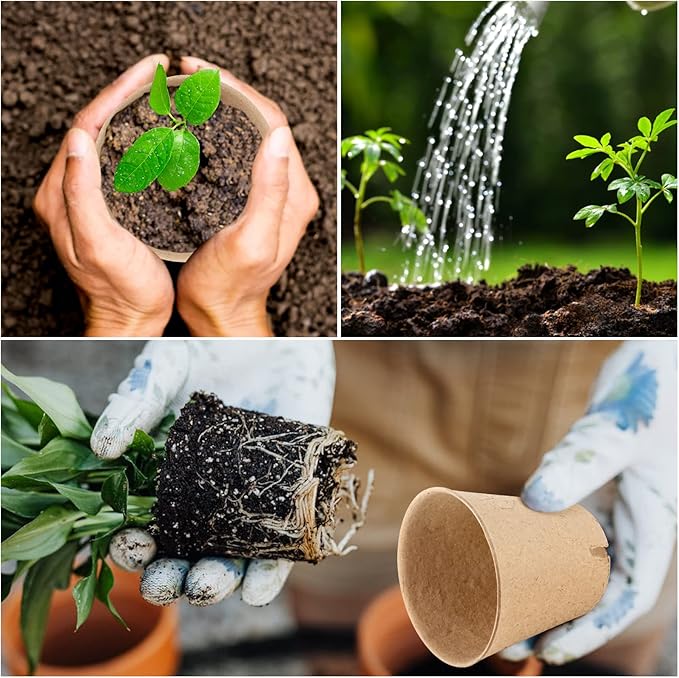 100PCS Peat Pots, 3.15Inch Seed Starting Pots with Drainage Holes Round Nursery Pot, Garden Germination Nursery Pot Bonus 20 Plant Labels