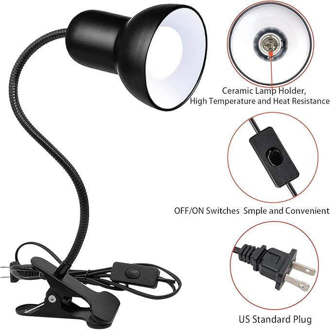 Desk lamp, 360°Rotation Clip on Lamp, Clip On Reading Light, Gooseneck Lamp-On Cable, Portable Clip on Light/Reading Book Light/Clamp Light, Eye-Caring Study clamp for Bedroom Office Home Lighting
