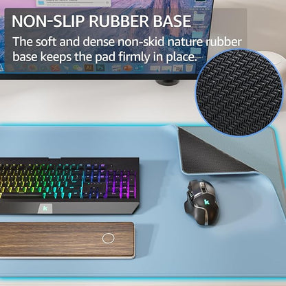 KTRIO Large Gaming Mouse Pad, Desk Mat, 31.5 x 15.7 in, Ice Blue, XXL | Smooth Micro-Weave Surface, Artistic Pattern Design, Non-Slip Rubber Base, Durable Stitched Edges, Office & Home Use