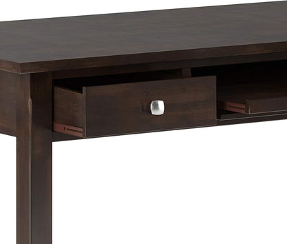 SIMPLIHOME Avalon SOLID WOOD Contemporary 60 Inch Wide Large Desk in Tobacco Brown, For the Office Desk, Writing Table, Workstation and Study Table