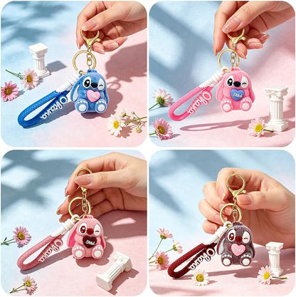 4Pcs Cute Cartoon Keychain Set, Collectible Anime Figure Keyring, Kawaii Pendant Accessory Fun Gift for Men Women