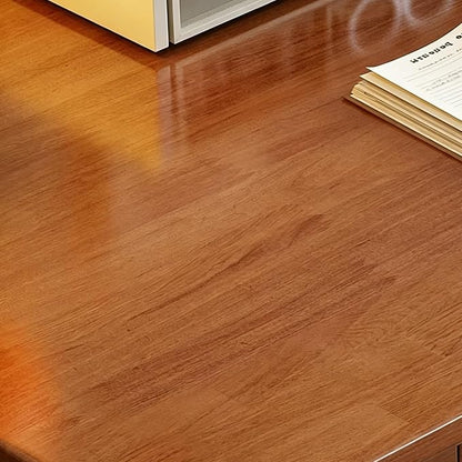 Solid Wooden Desk with Drawers, Small Writing Desk with Drawers for Computer, PC Desk for Work, Study or Gaming, Easy to Assemble (Walnut-B, 39in)